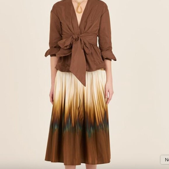 Silvia Tcherassi Damla Tuscan Sunset Degrade-Print Cotton Skirt Whimsical Artsy - Picture 4 of 16